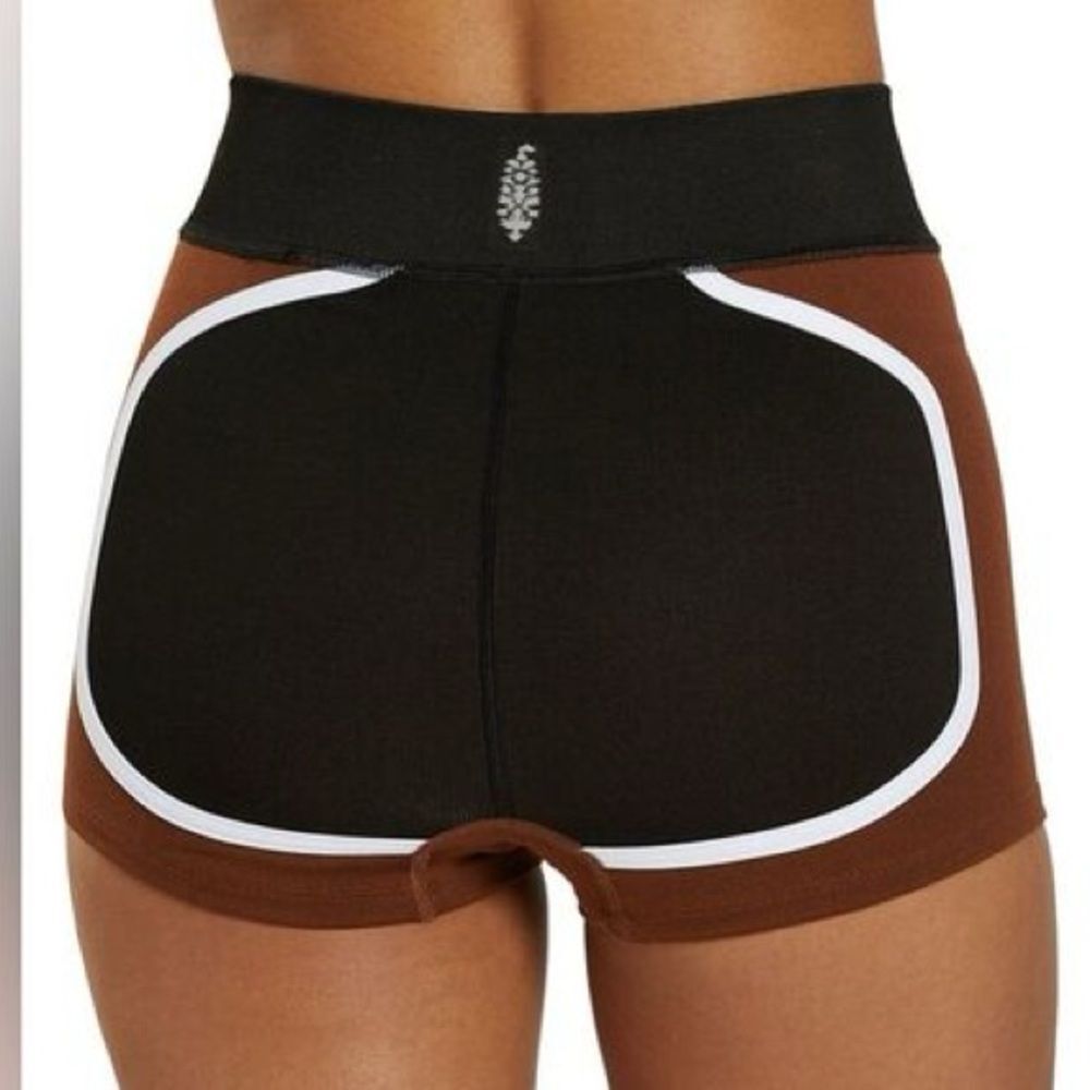 🔥FP Movement by Free People Black and Brown Athletic Shorts with White Trim